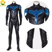 superhero dick grayson cosplay costume men armor suit jumpsuit with boots halloween outfit for adult men any size
