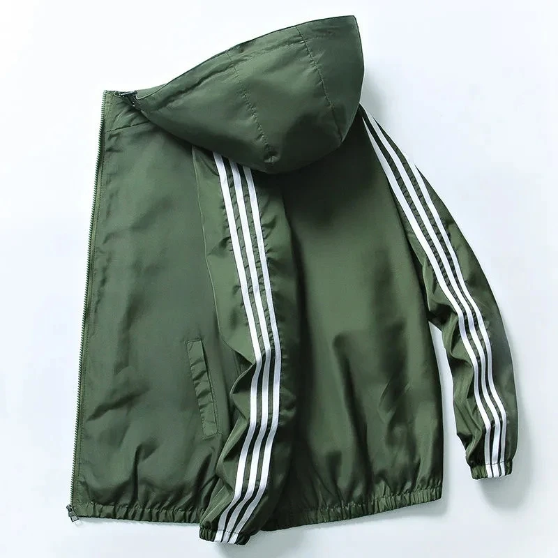 Новинка весна осень 2021 мужская полосатая куртка повседневная с капюшоном