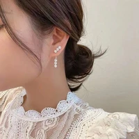 fashion rhinestone earrings for women luxurious zircon stud earrings korean delicate jewelry female trendy long ear studs gifts