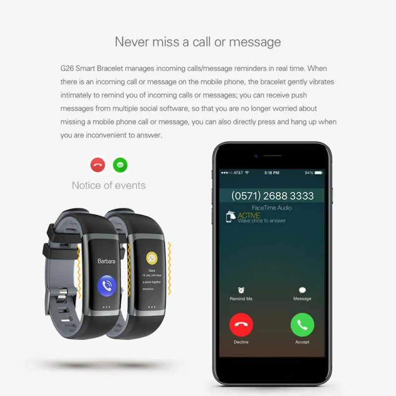 IP67 Водонепроницаемый Многофункциональный спортивный режим G26 умный Браслет 2019