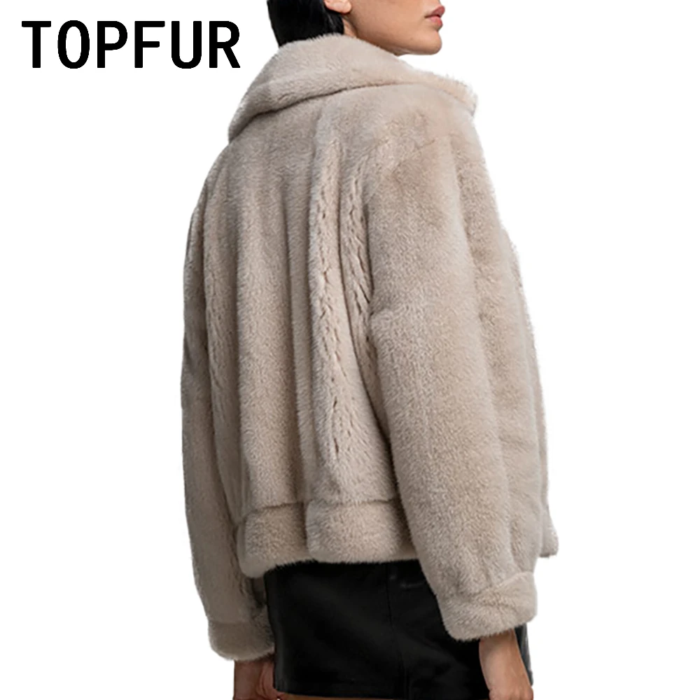 TOPFUR Long Sleeve Short Mink Fur Jacket Women Autumn Winter New Simple Casual Outertwear Female Real Fur Jacket 2022 New