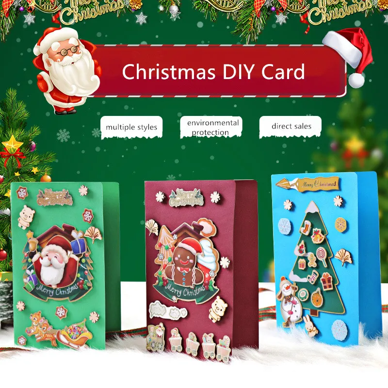 

DIY Greeting Christmas Card Santa Claus Cartoon Message Card Blessing Greeting Card Party Invitations Gifts Anniversary Gifts