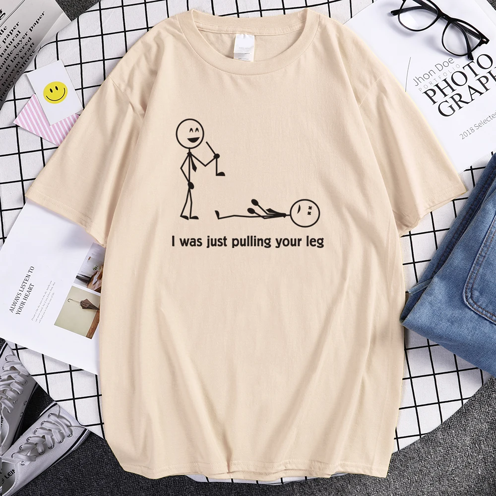 Футболка I Was Just Taking Your Leg забавная Хлопковая мужская футболка с рисунком