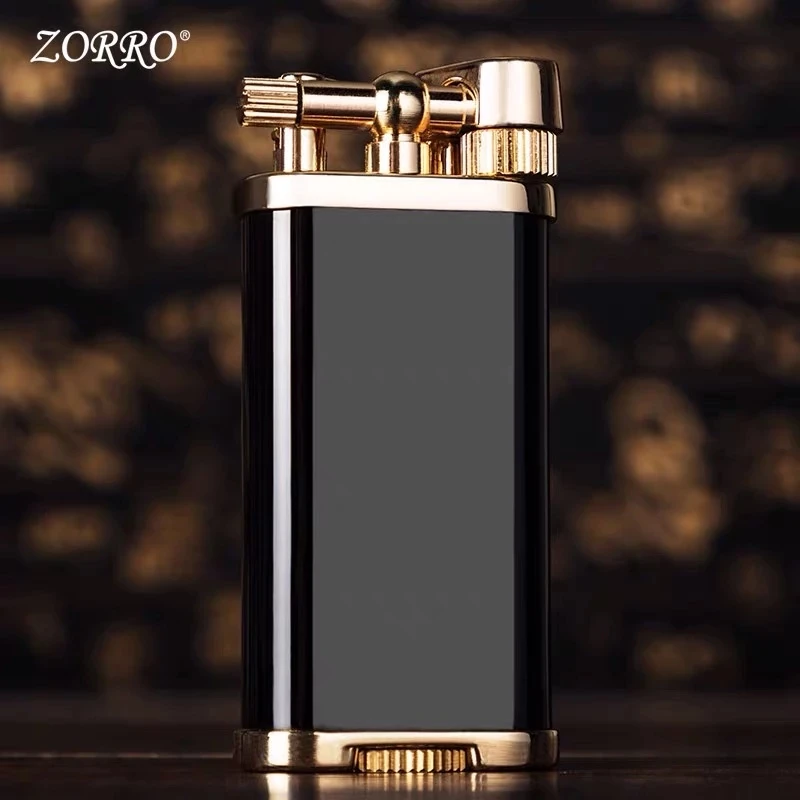 

Zorro Original Metal Kerosene Lighter Refillable Cigarette Oil Lighter Grinding Wheel Flint Lighter Smoking Men Gift Lighters.