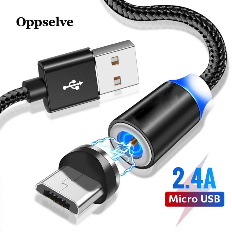 Магнитный кабель Micro USB Oppselve 2 А быстрая зарядка 1 м СВЕТОДИОДНЫЙ зарядный для Xiaomi 4X