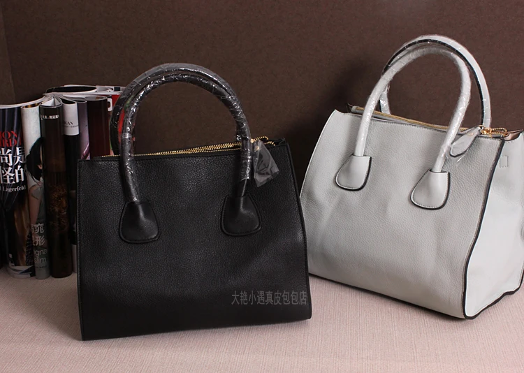 

Free shipping Genuine leather women's handbag big bags fashion handmade casual soft leather black bags women