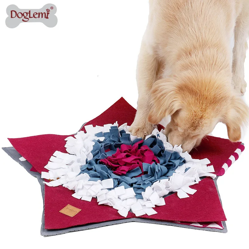 

Five-pointed Star Shape Snuffle Bowl Mat Felt Cloth Surprise Hidden Food Nosework Puzzle ToyDogs Sniffing Mat Training Blanket