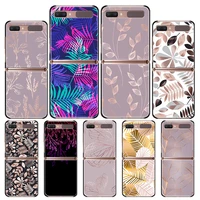 phone case for samsung galaxy z flip 5g black hard fold anti fall capas matte casos mobile cover sac leaves butterfly