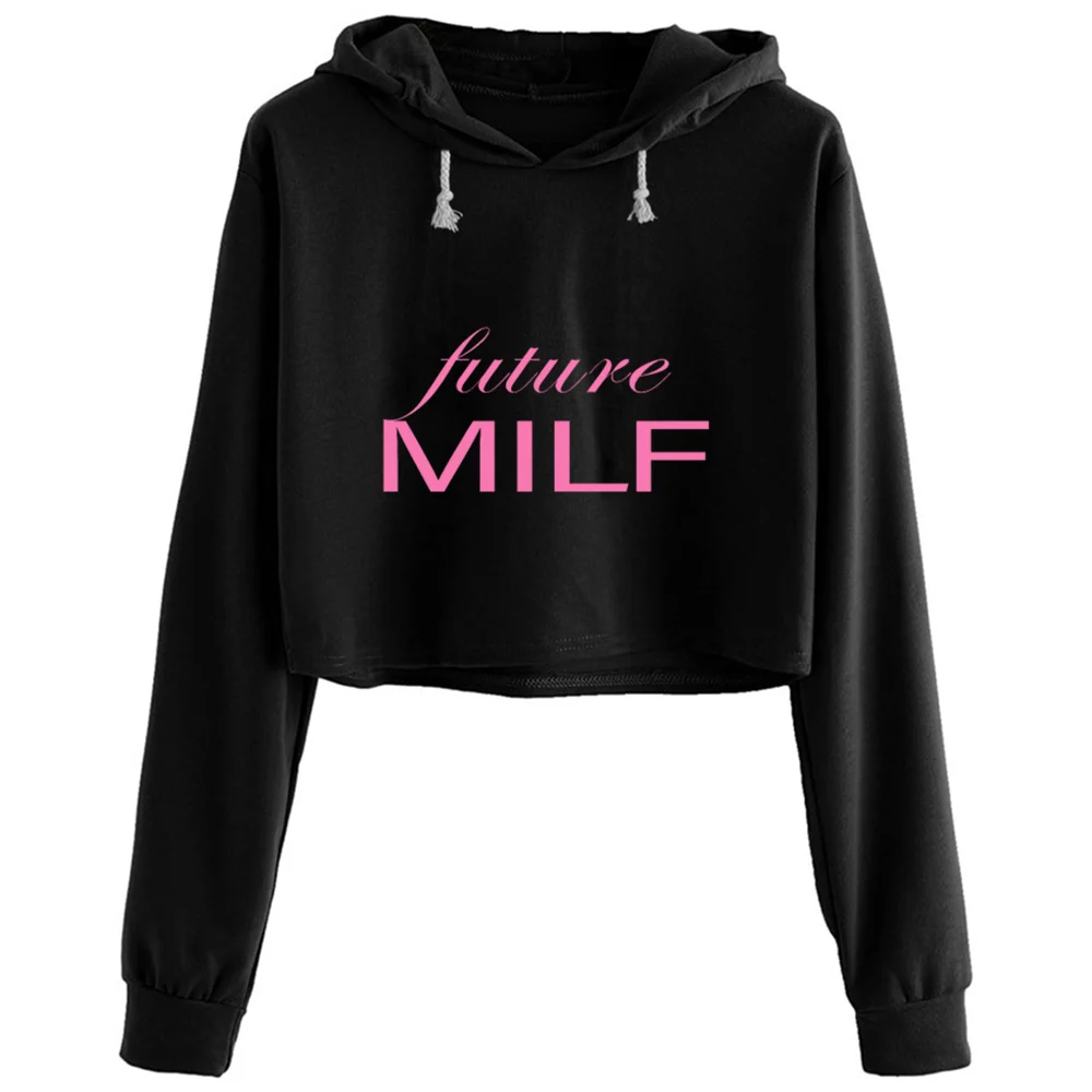 

Milf Future Future Milf Fitted Crop Hoodies Women Kpop Korean Y2k Kawaii Pullover For Girls