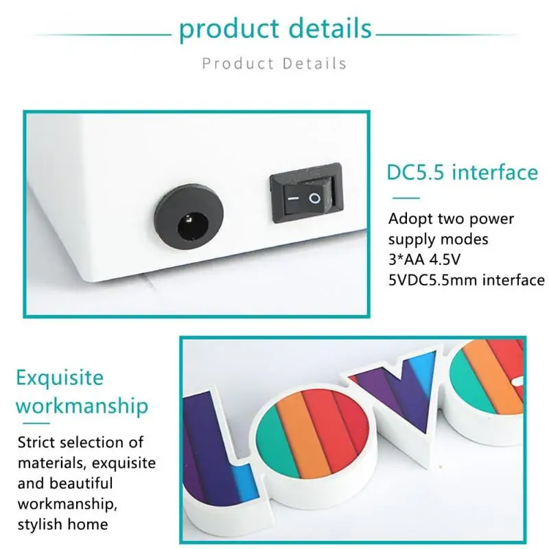 Luces LED de San Valent&iacute;n, L&aacute;mpara decorativa con letras de amor en ingl&eacute;s, propuesta de religi&oacute;n, decoraci&oacute;n de fiesta de boda, regalo rom&aacute;ntico, l&aacute;mpara LED de noche-1