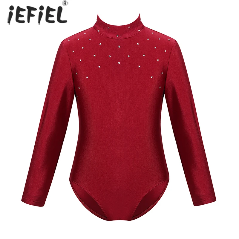 

Kids Girls Bodysuit Ballet Dance Leotard Jumpsuit Long Sleeves Zippered Back Figure Ice Skating Roller Skating Gymnastics Tights