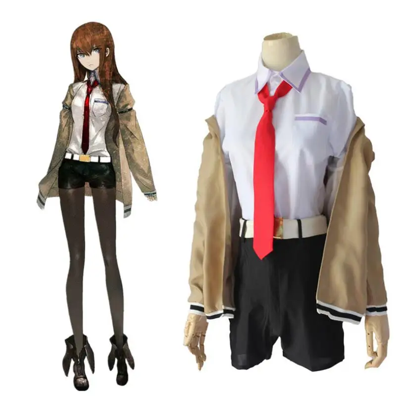 

Steins Gate Japanese Anime Cosplay Uniform Carnival Party Unisex Outfits Cos Heroine Makise Kurisu Christina Suit Costumes