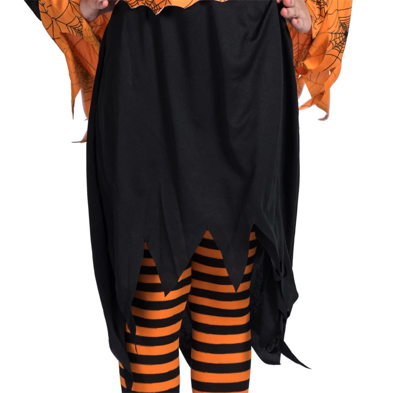 Детское платье на Хэллоуин тыква паук ведьма детская одежда желтое принцессы 4-12