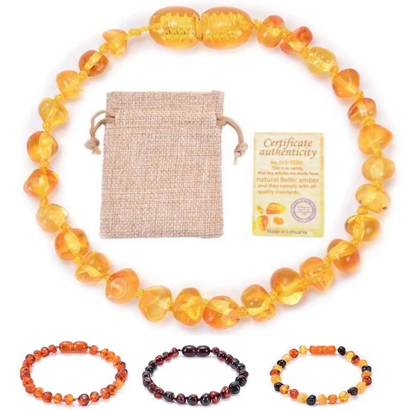 

Fashion Baltic Natural Amber Baby Strand Bracelets Child Colorful Irregular Molars Teething Bracelets Kids Handmade Jewelry Gift