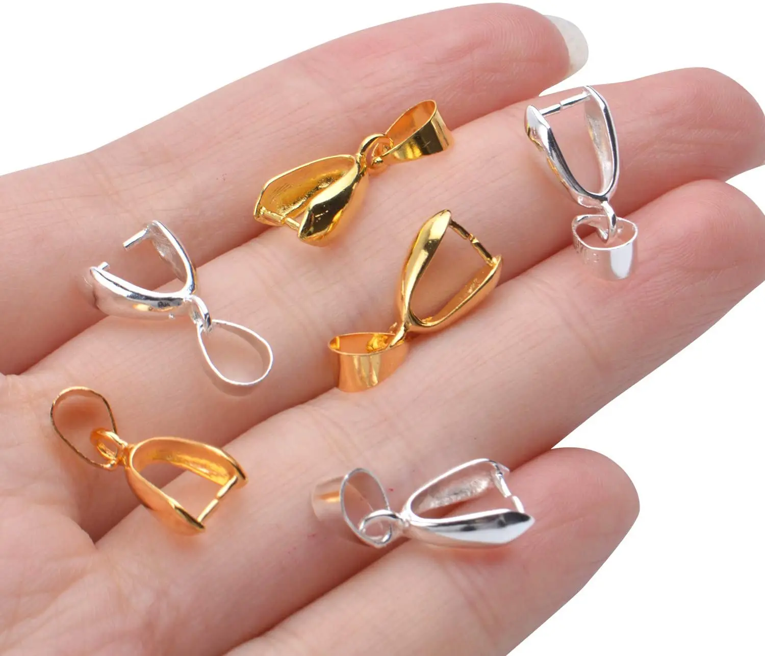 Зажим для бижутерии подвеска-Бейл 6x15 мм Золото Серебряная подвеска | Украшения и