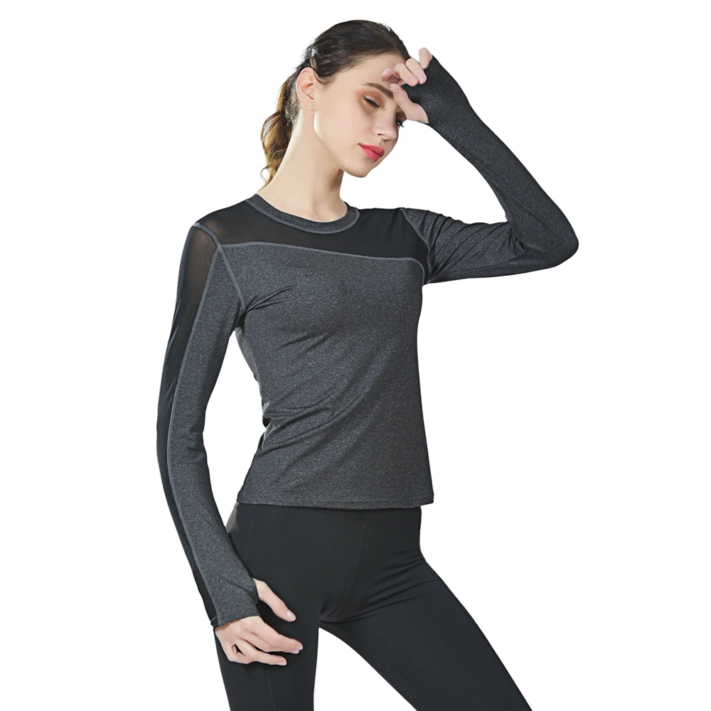 Женский спортивный Топ с длинным рукавом черный белый красный сетчатый топ для