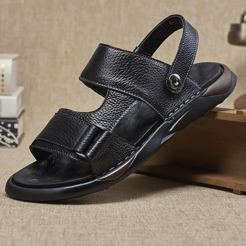

Men's Sandals Comfortable Casual Sandals Sneakers Summer Outdoor Split Leather Slippers Beach Flip Flops Walking Footwear
