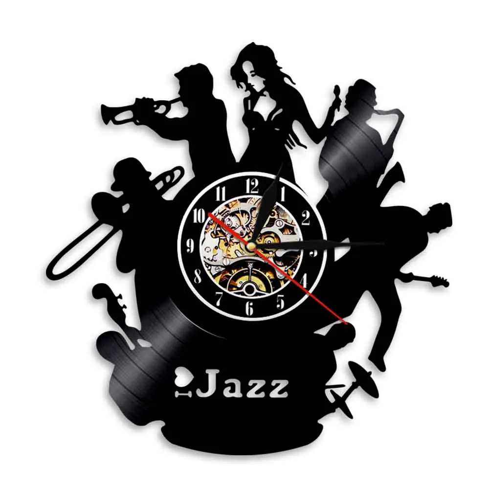Настенные часы с надписью I Love Jazz виниловые классические для джазовой музыки
