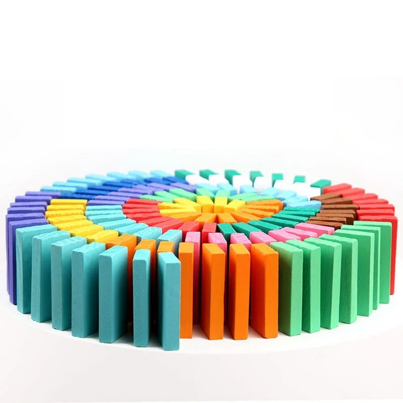 Деревянные аксессуары Учебные блоки радужные головоломки домино Монтессори