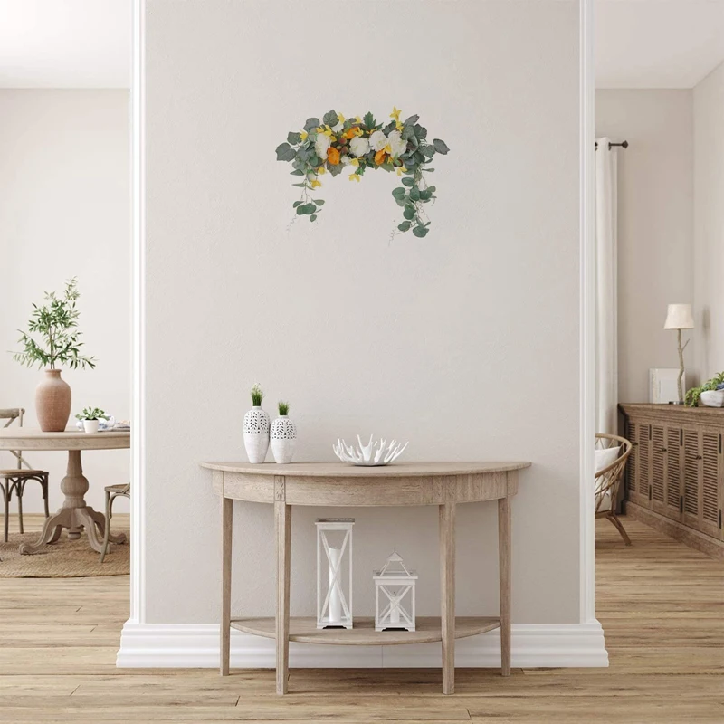 

Greenery Swag Spring Floral Swag with Peony and Green Leaves for Front Door Window Wall Wedding Arch Decoration