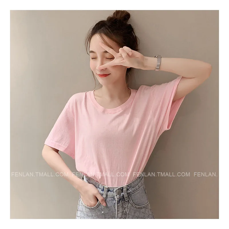 Футболка женская хлопковая с коротким рукавом модная мягкая свободная