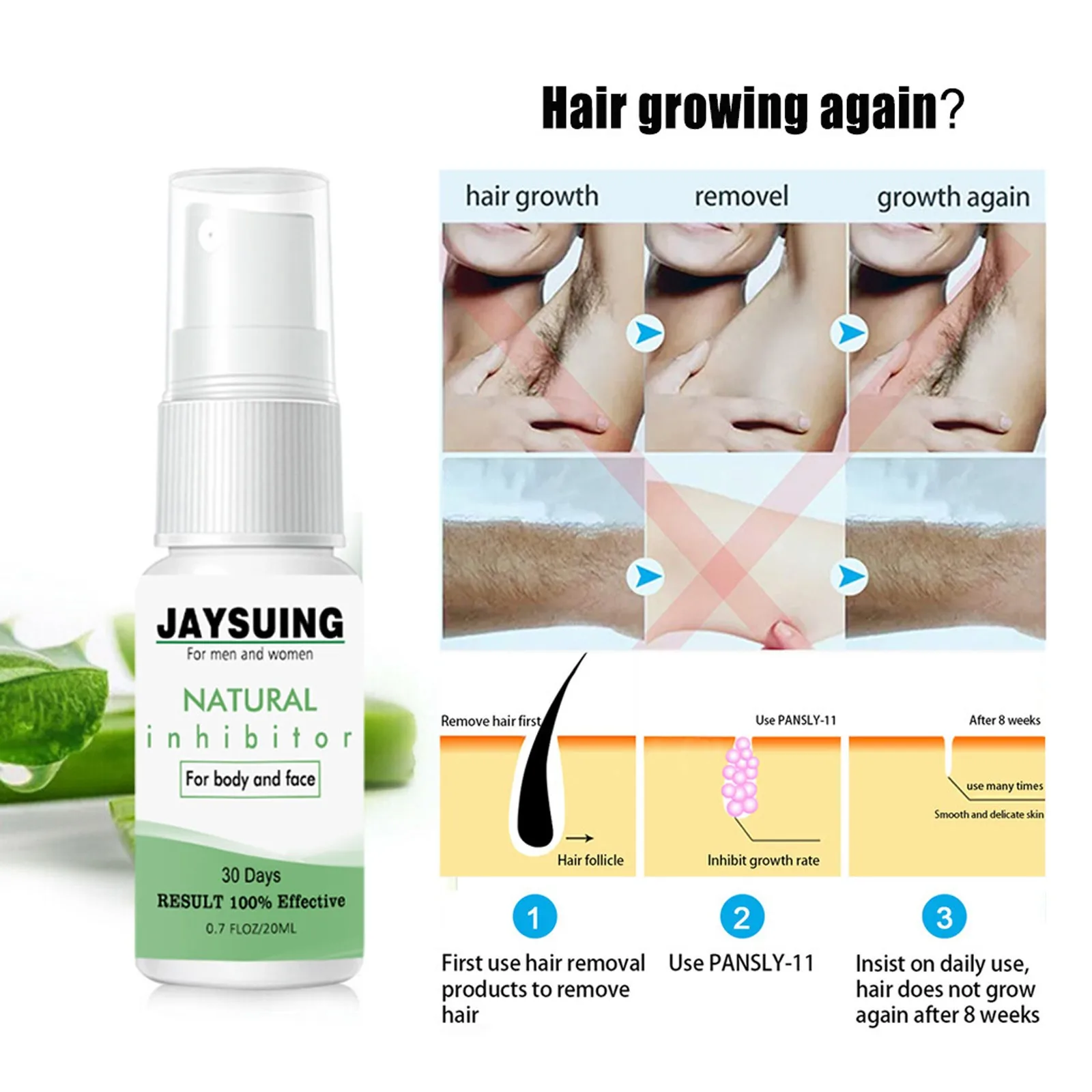 

Hair Removal Natural Spray Hair Removal Cream Spray Beard Inhibitor Hair Mild Long-lasting 20/30ml Legs Body Facial Stop Hair