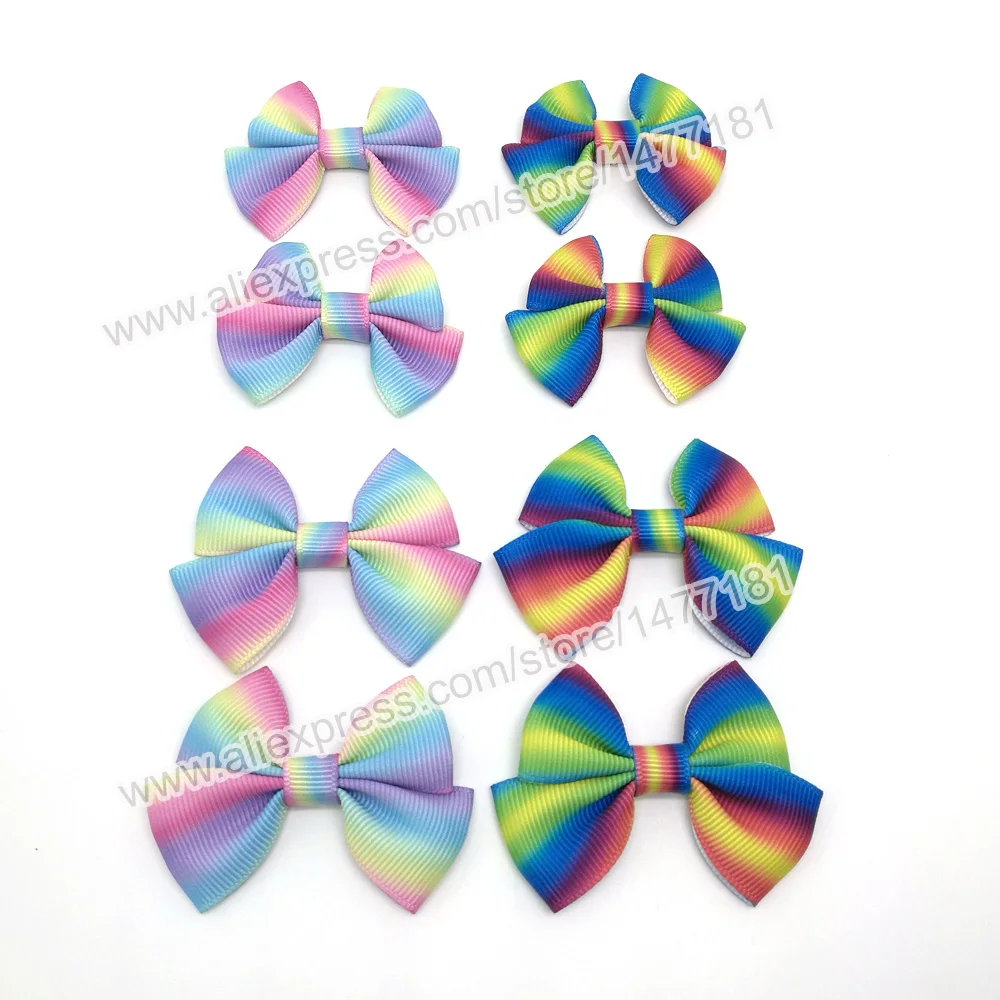 Радужные банты из ленты Grosgrain 4 см 5 6 маленькие Банты-Бабочки DIY ремесла Подарочная