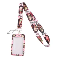 yl196 new anime accessories key lanyard car keychain id card pass gym mobile phone badge key ring badge holder kids gifts