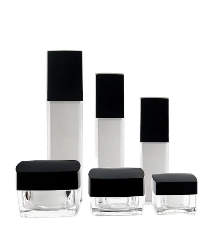 50 мл акриловая бутылка квадратной формы пластиковая Серебряный/черный насос