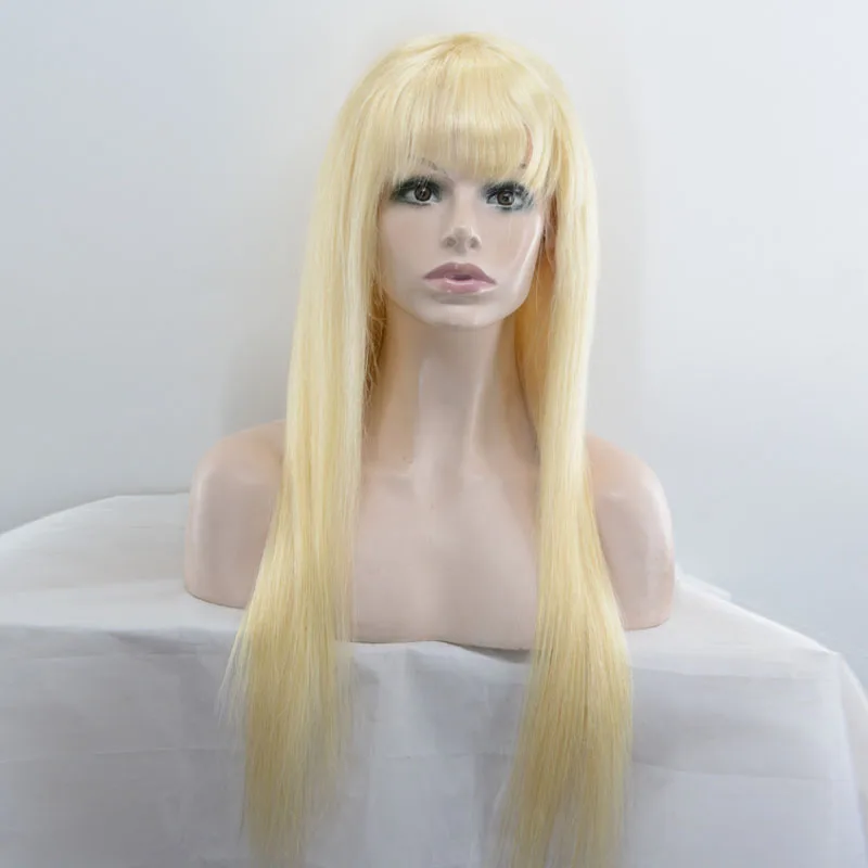 Remy Human Hair Lace Front Wig Hand-Tied Brazilian Hair straight Costume Full wig 150% Density Natural Hairline wigs