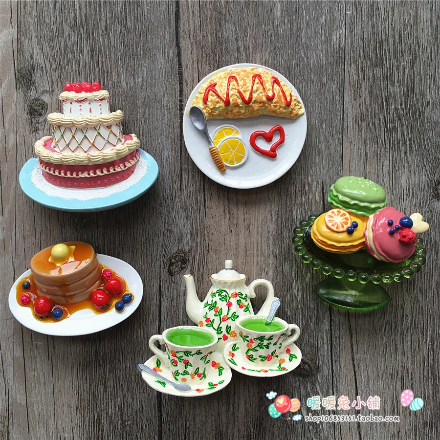 Магнитные наклейки для кухни кофе торта макарон чайника послеобеденного чая