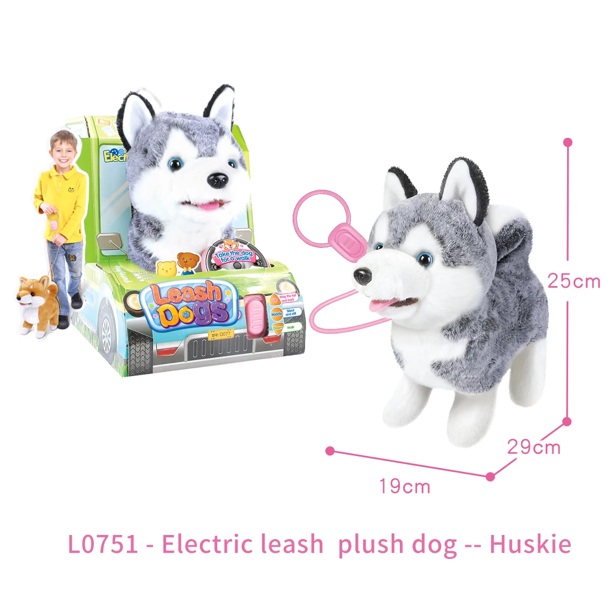 

Electric leash plush dog -- Huskie