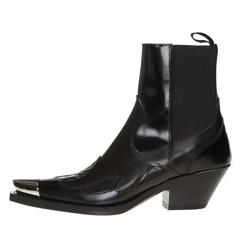 

Wind Club metal rivet fashion leather boots sexy thick heel punk boots