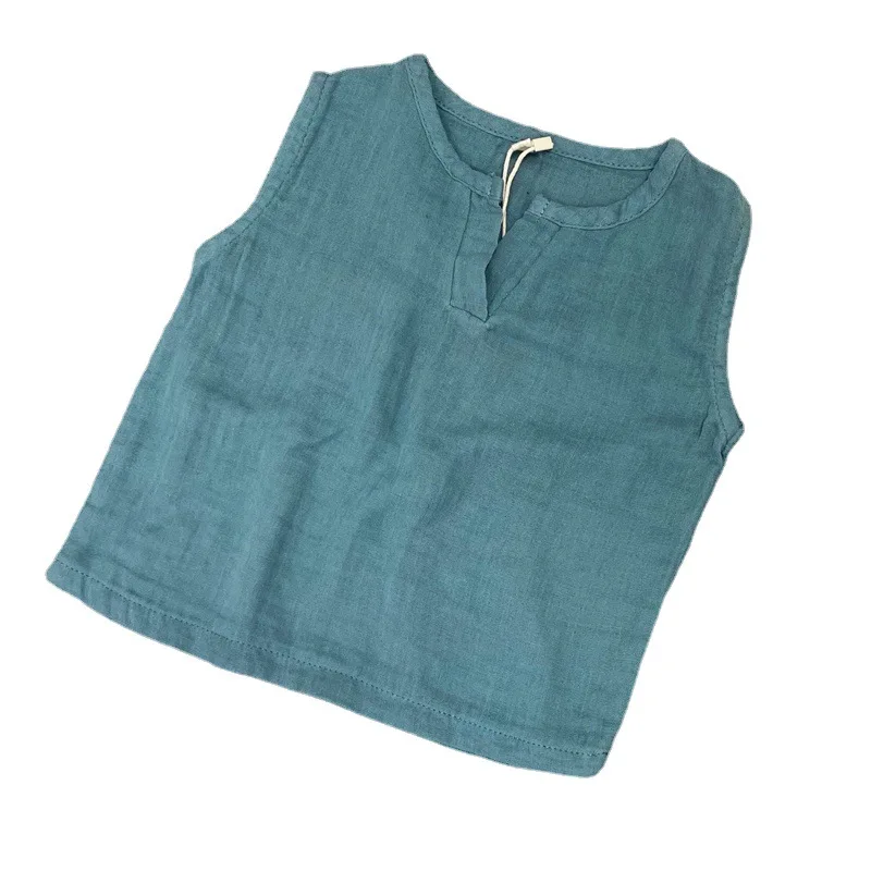 

Футболки WLG для мальчиков и девочек, детские топы, летняя белая, синяя, коричневая Однотонная футболка без рукавов, детская повседневная уни...