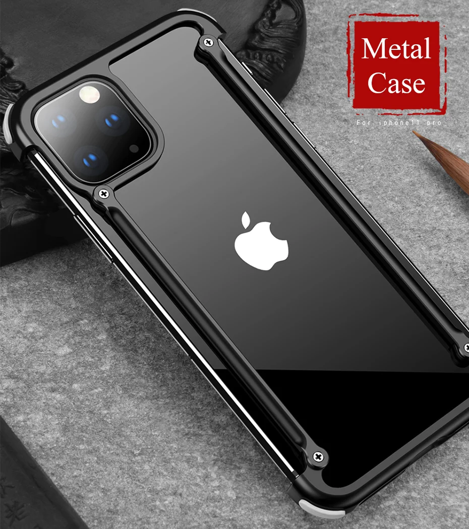 Роскошный металлический чехол с подушкой безопасности для IPhone 11 11 pro, чехол для Iphone 11 pro max, персональный металлический чехол-бампер