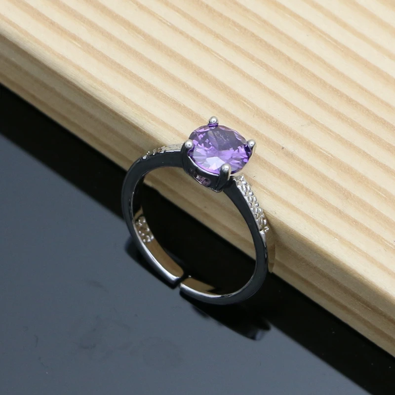 Ювелирные изделия из серебра 925 пробы с натуральным фиолетовым аметистом и