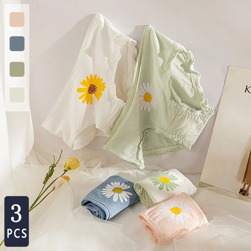 

Norns Summer fresh Japanese little daisy cotton women's underwear girls sweet and seamless briefs bread pants
