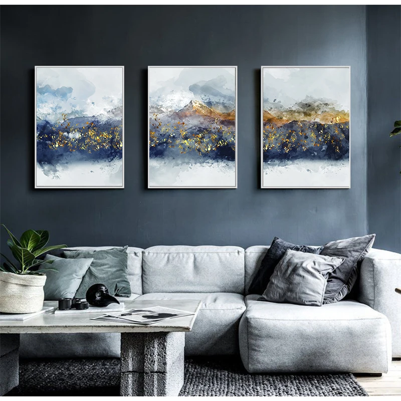Абстрактная Золотая фольга картина на горном холсте модные печатные плакаты