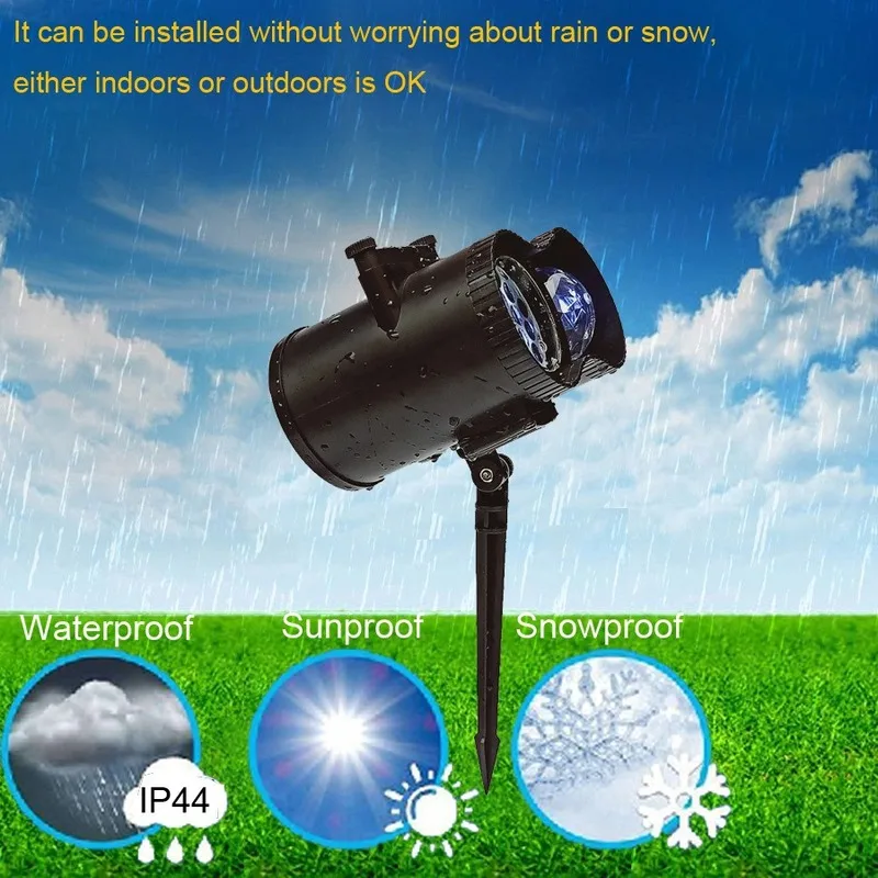 Водонепроницаемый светодиодный светильник в виде снежинок 12 узоров для