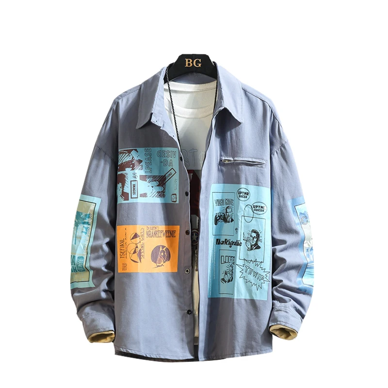 Рубашка мужская в клетку с длинным рукавом модная Свободная Повседневная стиле