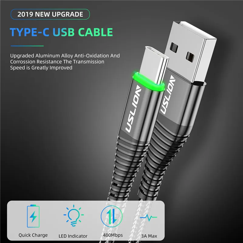 USB кабель USLION типа C Магнитный Быстрая зарядка Type Стандартный зарядный провод для