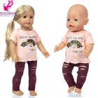 Одежда для кукол новорожденных 17 дюймов, одежда для игрушек, кукла для девочек 18 дюймов, розовая рубашка, джинсовые штаны, детский подарок