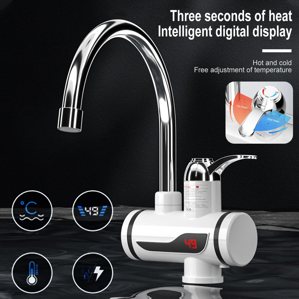 

3000W Kitchen Bathroom Basin faucet Electric Faucet Water Heater Fast ​Heating Tap Water Faucet with Digital Display