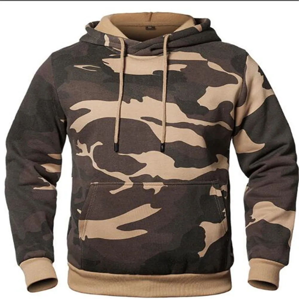 

European American Fashion Brand Autumn Winter Jacket Camouflage Sweater Men's Long-Sleeved Hooded Thermal Transfer Fleece Coat