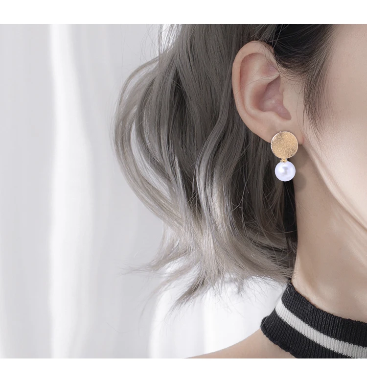 Женские серьги с искусственным жемчугом подвески маленькими блестками и