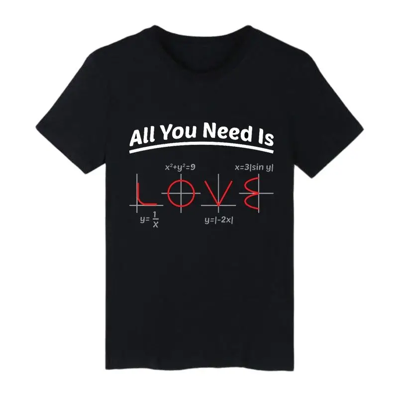 

Fun Math Pun Pattern Female And Male T-Shirt Short Sleeve All You Need Is Love Formula Japanese Male T-Shirt