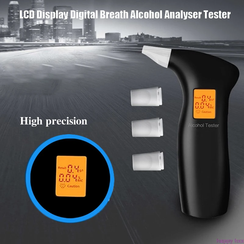 

With 15 Mouthpieces LCD Display Digital Alcohol Tester Police Alert Breath Alcohol Tester Device Breathalyzer Analyzer Detector