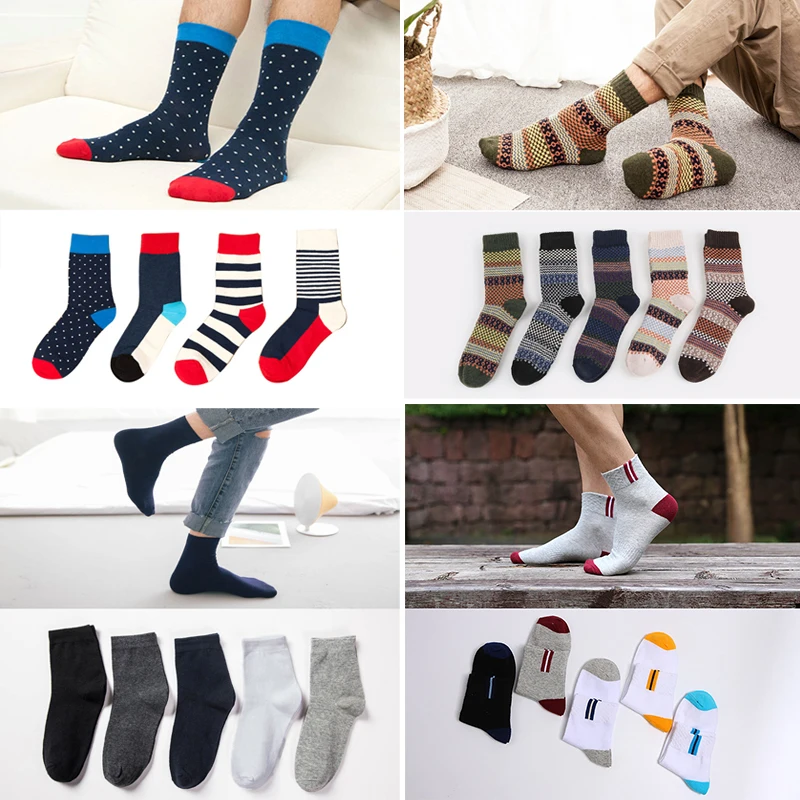 Разнообразные зимние теплые короткие хлопковые деловые носки для мужчин дышащие