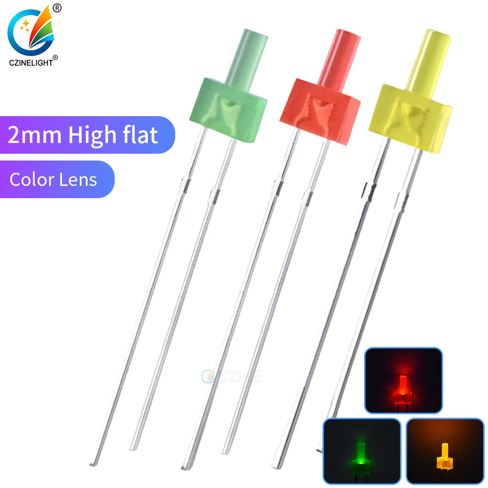 1000pcs/bag High Flat Top Nipple Type Head Diffuse Red Yellow Green 2mm Led Diode For Toilet Light