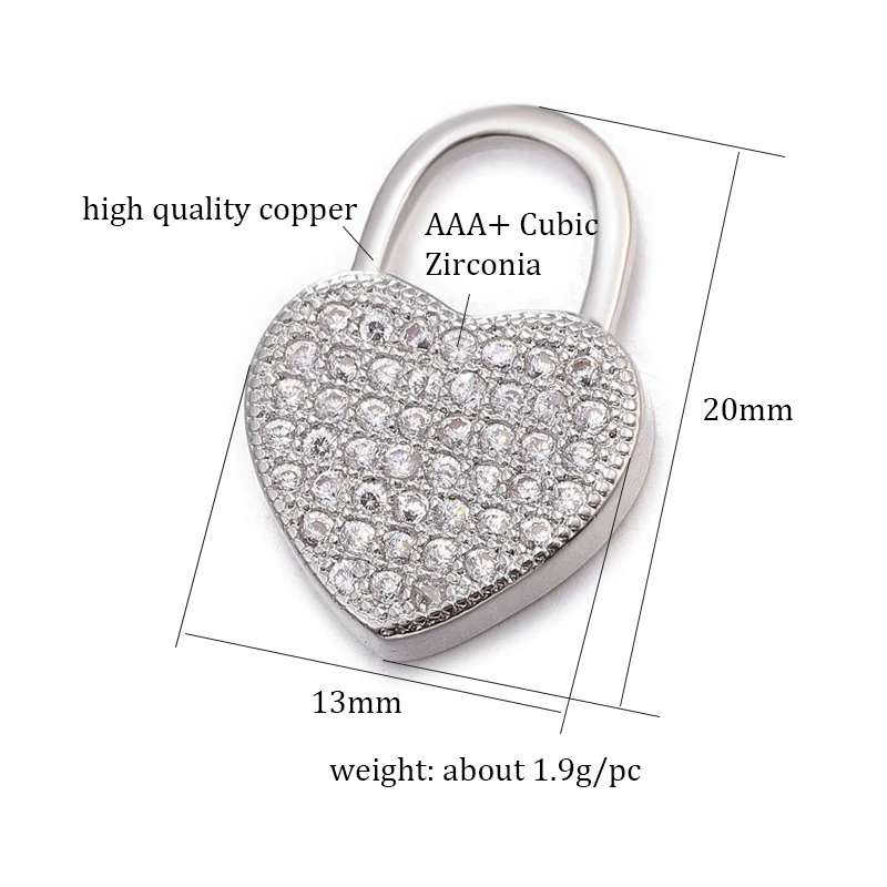 

Juya Trendy Cubic Zircon Lock Charm Pendants Necklace Pendant Clasps for DIY Woman Necklace Luxury Jewelry Making Supplies